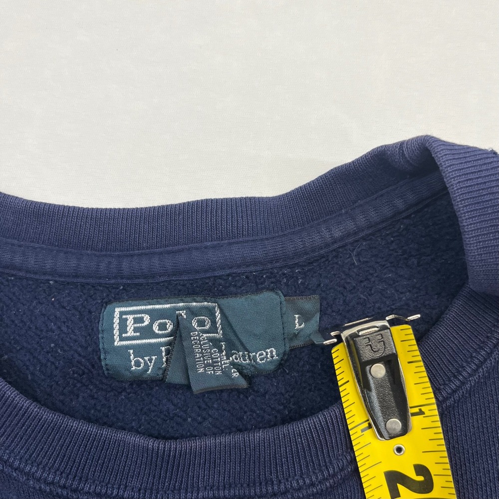 Polo Ralph Lauren Sweatshirt Mens Navy Blue Embroidered Pony Preppy L Pullover - Picture 6 of 11